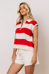 Blake Striped Top In Red - Final Sale