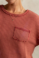 Amaya Knit Tee In Brick - Final Sale