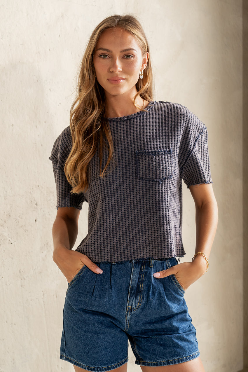 Amaya Knit Tee in Navy - FINAL SALE