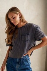 Amaya Knit Tee In Navy - Final Sale