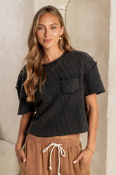 Amaya Knit Tee in Black - FINAL SALE