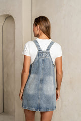 Koa Denim Mini Dress In Light Wash - Final Sale