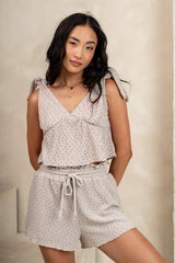 Eliza Floral Knit Tank In Taupe - Final Sale
