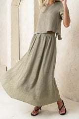 Elani Maxi Skirt In Olive - Final Sale
