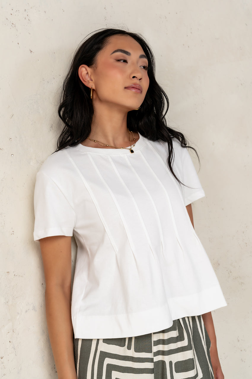 Cattelain Pleated Top in Ivory - FINAL SALE