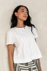 Cattelain Pleated Top in Ivory - FINAL SALE