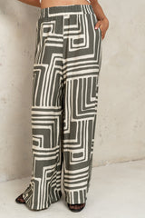 Noa Abstract Pants In Sage - Final Sale