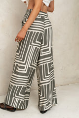 Noa Abstract Pants In Sage - Final Sale