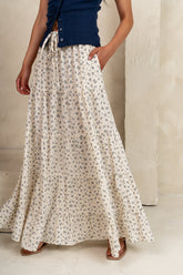 Marlee Floral Maxi Skirt in Cream - FINAL SALE