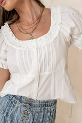 Payton Button Front Blouse In Ivory