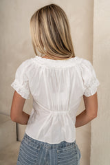 Payton Button Front Blouse In Ivory