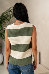 Yasmin Striped Sweater In Olive - Final Sale