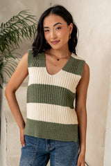 Yasmin Striped Sweater in Olive - FINAL SALE