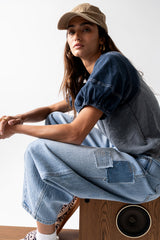 Rory Contrast Top in Denim - FINAL SALE