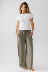 Salma Wide Leg Pants In Olive - Final Sale