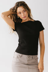 Martha Boatneck Top In Black - Final Sale