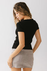 Martha Boatneck Top In Black - Final Sale