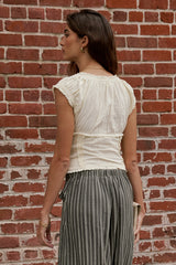 Taylor Ruffle Blouse In Natural - Final Sale
