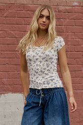Jaynie Floral Top in Cream - FINAL SALE
