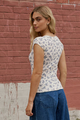 Jaynie Floral Top In Cream - Final Sale