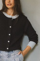 Ella Contrast Cardigan in Navy - FINAL SALE