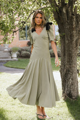Nellie Drop Waist Maxi Dress In Sage - Final Sale