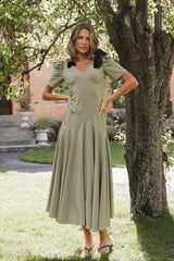 Nellie Drop Waist Maxi Dress In Sage - Final Sale