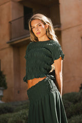 Micah Smocked Blouse in Teal - FINAL SALE