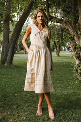 Louie Collared Midi Dress in Taupe - FINAL SALE