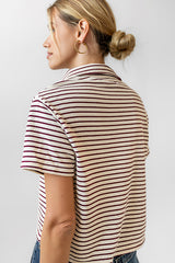 Lucca Striped Top In Burgundy - Final Sale