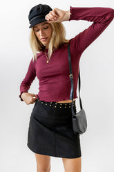 Leif Knit Top in Burgundy - FINAL SALE