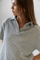 Lucca Striped Top In Grey - Final Sale