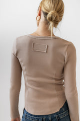 Cal Waffle Knit Top In Mocha - Final Sale