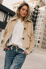 Aden Suede Jacket In Khaki - Final Sale