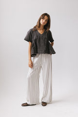 Ronan Striped Pants In White - Final Sale