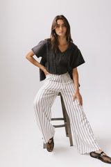 Ronan Striped Pants In White - Final Sale