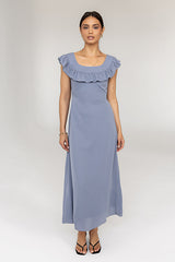 Lydia Ruffle Maxi Dress in Blue - FINAL SALE