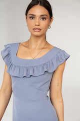 Lydia Ruffle Maxi Dress In Blue - Final Sale
