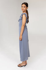 Lydia Ruffle Maxi Dress In Blue - Final Sale