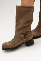 Steve Madden Astor Moto Boot In Taupe Suede - Final Sale
