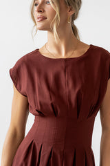 Matilda Pleated Maxi Dress In Rust - Final Sale