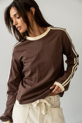 Romy Striped Top In Brown - Final Sale