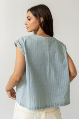 Alisson Striped Denim Blouse - Final Sale