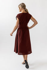 Matilda Pleated Maxi Dress In Rust - Final Sale