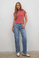 Marley Mock Neck Tee In Berry - Final Sale