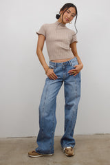 Amara Ribbed Top In Taupe - Final Sale