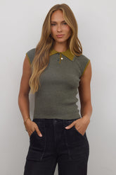 Becca Ribbed Top in Olive - FINAL SALE