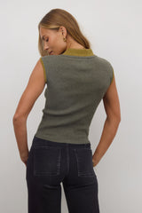 Becca Ribbed Top In Olive - Final Sale
