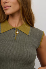 Becca Ribbed Top In Olive - Final Sale