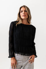 Zuri Smocked Blouse in Black - FINAL SALE